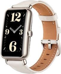 Huawei Watch Fit Mini 52 mm or avec bracelet cuir blanc
