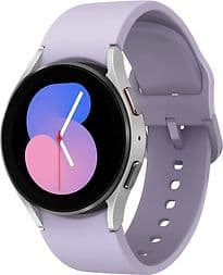 Samsung Galaxy Watch5 40 mm Boîtier en aluminium couleur argent avec bracelet Sport S/M couleur lavande [Wi-Fi]