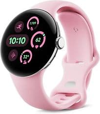 Google Pixel Watch 3 41 mm argent poli Bracelet sport quartz rose [Wi-Fi + 4G]
