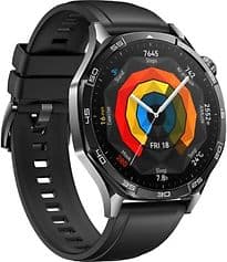 Huawei Watch GT 5 46 mm Boîtier acier inoxydable noir avec bracelet fluorélastomère noir