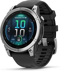 Garmin Fenix E 47 mm argent et bracelet en silicone noir