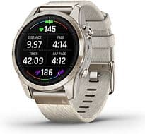 Garmin Epix Pro (Gen 2) 42 mm beige/or doux avec bracelet en nylon QuickFit crème [Wi-Fi, Sapphire Edition]