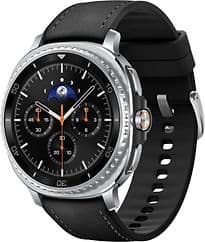 Samsung Galaxy Watch8 Classic 46 mm Boîtier aluminium noir sur Hybride premium noir [Wi-Fi + 4G]