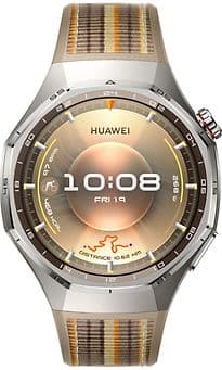 Huawei Watch GT 6 Pro 46 mm boîtier en titane argent avec bracelet en nylon brun