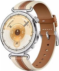 Huawei Watch GT 6 41 mm boîtier en acier inoxydable argent avec bracelet en cuir brun