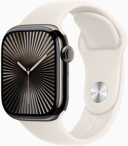 Apple Watch Series 10 Titan 42 mm (2024) GPS + Cellular skiffer Sportband M/L Stjärnglans