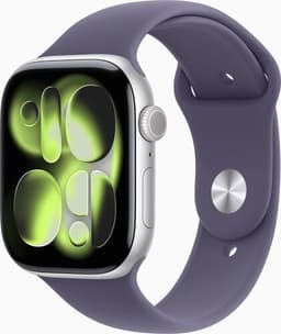 Apple Watch Series 11 Aluminium 46 mm (2025) GPS + Cellular silver Sportband M/L dimviolett