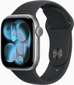 Apple Watch Series 11 Aluminium 42 mm (2025) GPS rymdgrå Sportband S/M svart