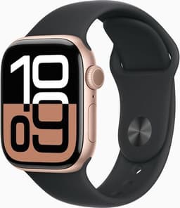 Apple Watch Series 10 Aluminium 42 mm (2024) GPS roségold Sportband S/M svart