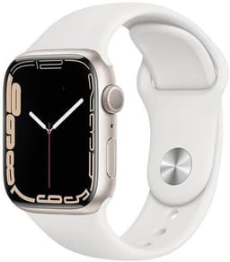 Apple Watch Series 7 Aluminium 41 mm (2021) GPS + Cellular Stjärnglans Sportband vit