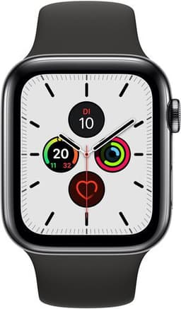 Apple Watch Series 5 (2019) 44 mm Rostfritt stål GPS + Cellular svart Sportband svart