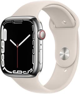 Apple Watch Series 7 Rostfritt stål 45 mm (2021) GPS + Cellular silver Sportband Stjärnglans