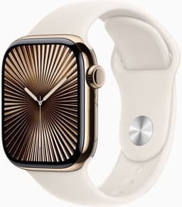 Apple Watch Series 10 Titan 42 mm (2024) GPS + Cellular guld Sportband M/L Stjärnglans