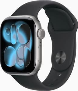 Apple Watch Series 11 Aluminium 42 mm (2025) GPS + Cellular rymdgrå Sportband S/M svart