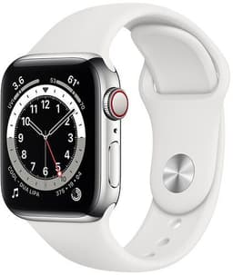 Apple Watch Series 6 Rostfritt stål 44 mm (2020) silver Sportband vit