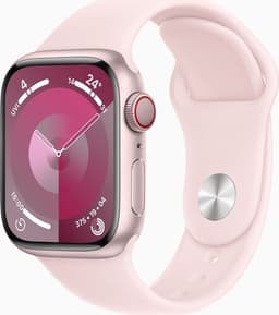 Apple Watch Series 9 aluminium 41 mm (2023) GPS + Cellular Rosé Sportarmband Ljusrosa M/L