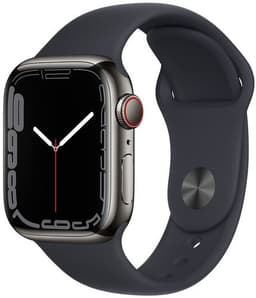 Apple Watch Series 7 Rostfritt stål 41 mm (2021) GPS + Cellular grafit Sportband Midnattsblå