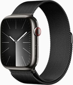 Apple Watch Series 9 Rostfritt stål 45 mm (2023) GPS + Cellular grafit Milanesisk armband svart