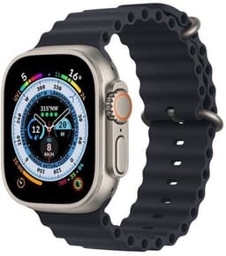 Apple Watch Ultra (2022) 49 mm GPS + Cellular silver Ocean-armband Midnatt