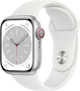 Apple Watch Series 8 Aluminium 41 mm (2022) GPS + Cellular silver Sportband vit S/M
