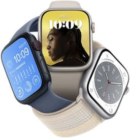 Apple Watch Series 8 Rostfritt stål 45 mm (2022) GPS + Cellular guld Sportband Midnatt