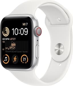 Apple Watch SE 44 mm (2022) GPS + Cellular Silver Sportarmband Vit M/L