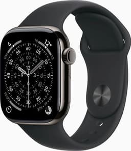 Apple Watch Series 11 Titan 42 mm (2025) GPS + Cellular skiffer Sportband M/L svart