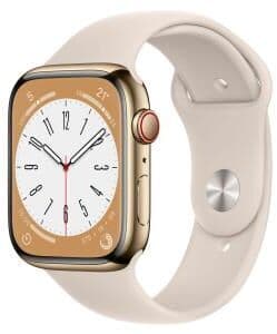Apple Watch Series 7 Rostfritt stål 45 mm (2021) GPS + Cellular guld Sportband Stjärnglans