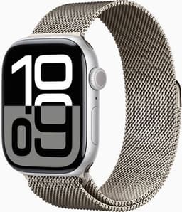 Apple Watch Series 10 Aluminium 46 mm (2024) GPS + Cellular silver Milanesisk loop M/L naturlig