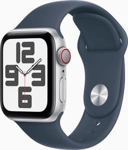Apple Watch SE 40 mm (2022) GPS + Cellular silver Sportband stormblå S/M