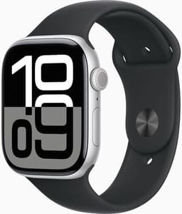 Apple Watch Series 10 Aluminium 46 mm (2024) GPS + Cellular silver Sportband M/L svart