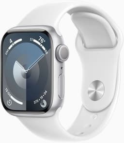 Apple Watch Series 9 Aluminium 41 mm (2023) GPS silver Sportband vit S/M + M/L