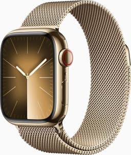 Apple Watch Series 9 Rostfritt stål 41 mm (2023) GPS + Cellular guld Milanesisk armband guld