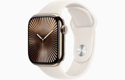 Apple Watch Series 10 Titan 42 mm (2024) GPS + Cellular guld Sportarmband M/L Stjärnglans