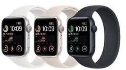 Apple Watch SE 44 mm (2022) GPS + Cellular Midnatt Sportband vit M/L