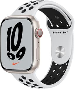 Apple Watch Nike Series 7 Aluminium 45 mm (2021) GPS + Cellular Stjärnglans Sportband Pure Platinum