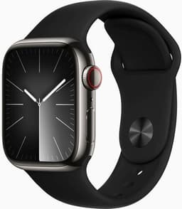 Apple Watch Series 8 Rostfritt stål 41 mm (2022) GPS + Cellular grafit Sportband svart