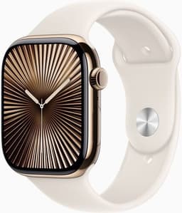 Apple Watch Series 10 Titan 46 mm (2024) GPS + Cellular guld Sportband S/M Stjärnglans
