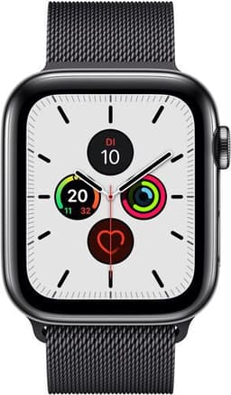 Apple Watch Series 5 (2019) 44 mm Rostfritt stål GPS + Cellular svart Milanesisk armband svart
