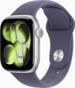 Apple Watch Series 11 Aluminium 42 mm (2025) GPS + Cellular silver Sportband S/M dimviolett