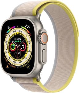 Apple Watch Ultra (2022) 49 mm GPS + Cellular silver Trail Loop S/M gul/beige