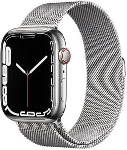 Apple Watch Series 7 Rostfritt stål 45 mm (2021) GPS + Cellular silver Milanesisk armband silver