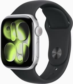 Apple Watch Series 11 Aluminium 42 mm (2025) GPS + Cellular silver Sportband M/L svart