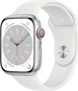 Apple Watch Series 8 Aluminium 45 mm (2022) GPS + Cellular silver Sportband vit M/L