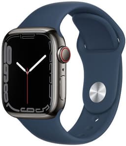 Apple Watch Series 7 Rostfritt stål 41 mm (2021) GPS grafit Sportband mörkblå
