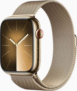 Apple Watch Series 9 Rostfritt stål 45 mm (2023) GPS + Cellular guld Milanesisk armband guld