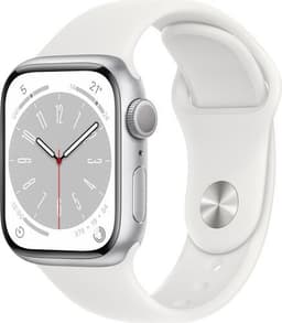 Apple Watch Series 8 Aluminium 41 mm (2022) GPS silver Sportband vit S/M