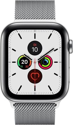 Apple Watch Series 5 (2019) 44 mm Rostfritt stål GPS + Cellular silver Milanesisk armband silver
