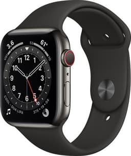 Apple Watch Series 6 Rostfritt stål 44 mm (2020) grafit Sportband svart