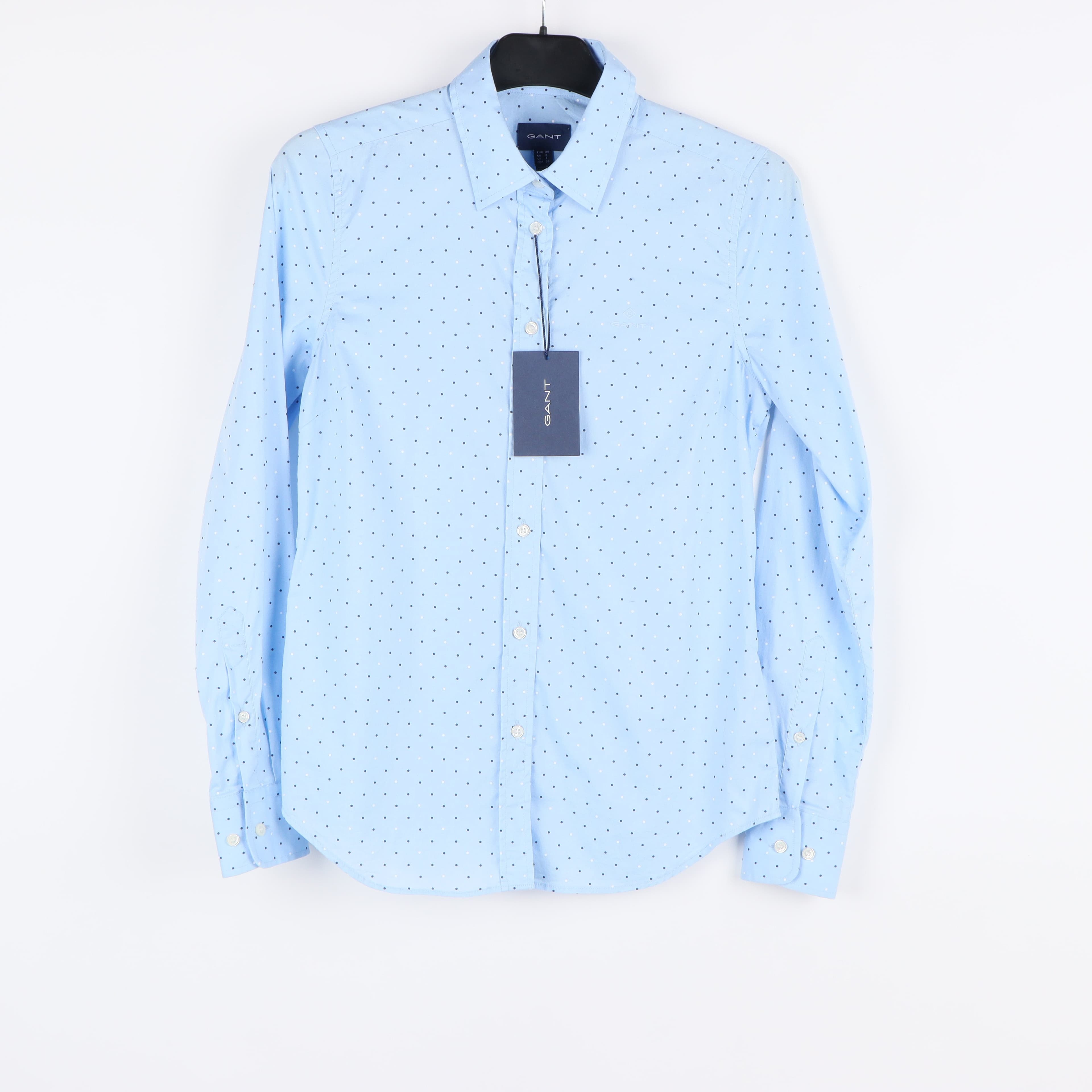 Gant - Ljusblå figursydd skjorta med prickar - stl.34